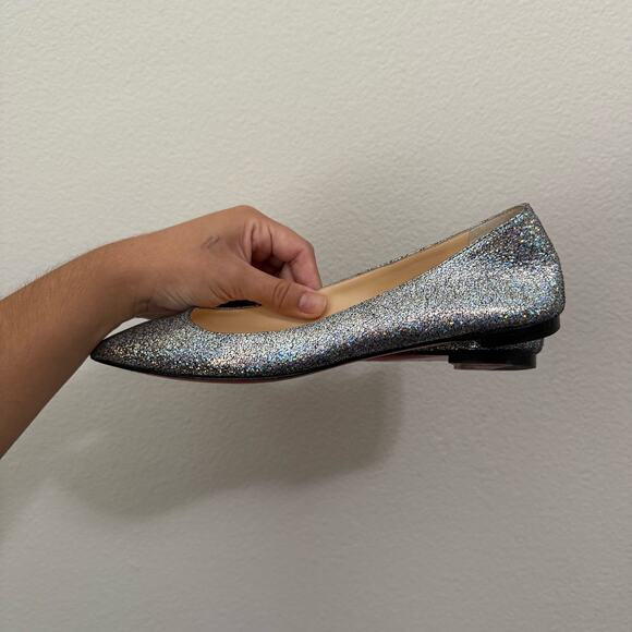 Christian Louboutin Ballalla Silver Mica Glitter Ballerina Ballet Flat 36 - Picture 4 of 15